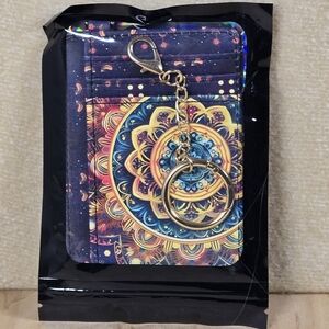 New Mandala Print Credit Card Holder Keychain Wallet 3x4.5"